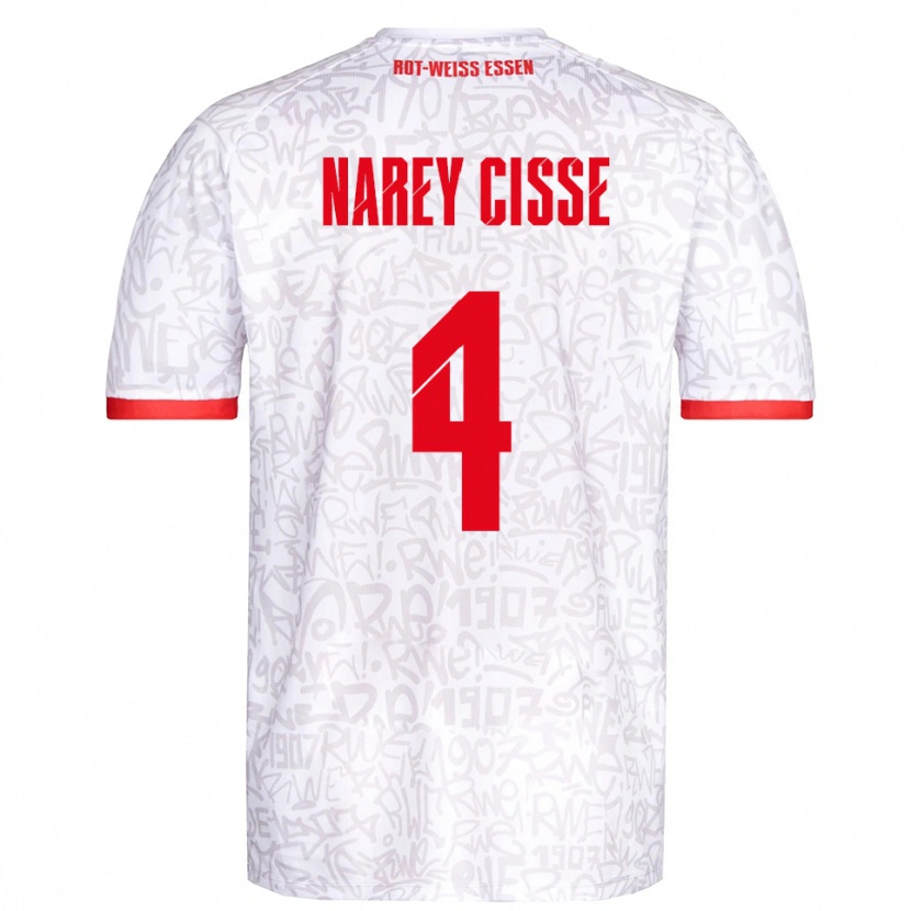 Danxen Dames Ibrahim Narey Cisse #4 Wit Rood Thuisshirt Thuistenue 2025/26 T-Shirt België