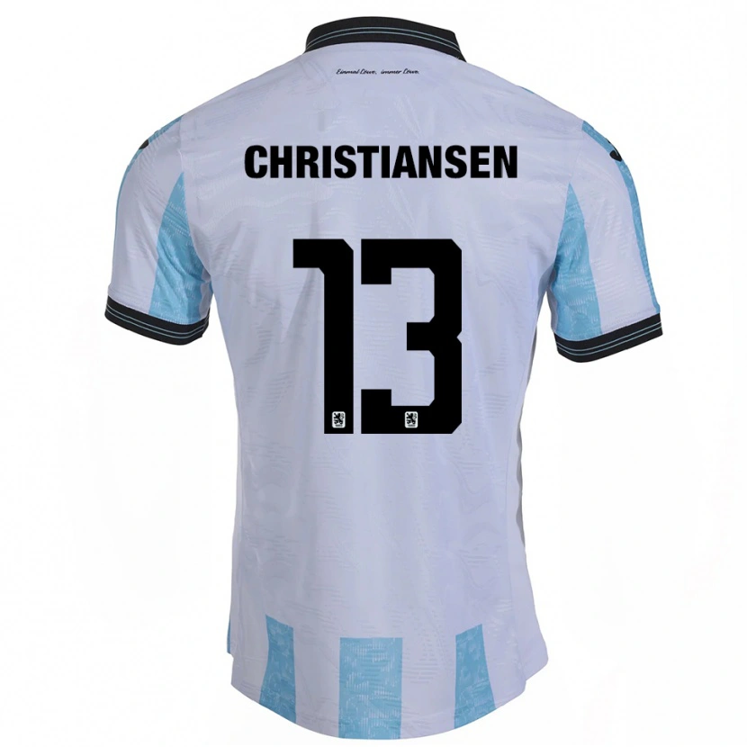 Danxen Dames Max Christiansen #13 Wit Hemelsblauw Thuisshirt Thuistenue 2025/26 T-Shirt België