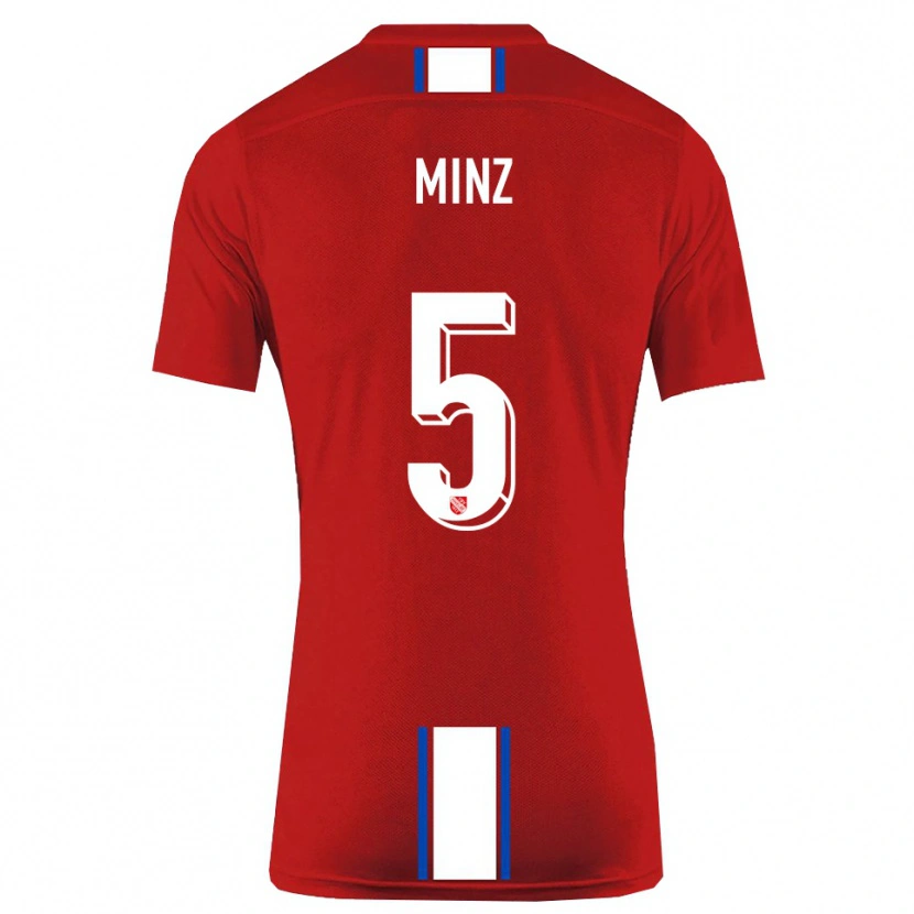 Danxen Dames Dominic Minz #5 Rood Wit Thuisshirt Thuistenue 2025/26 T-Shirt België