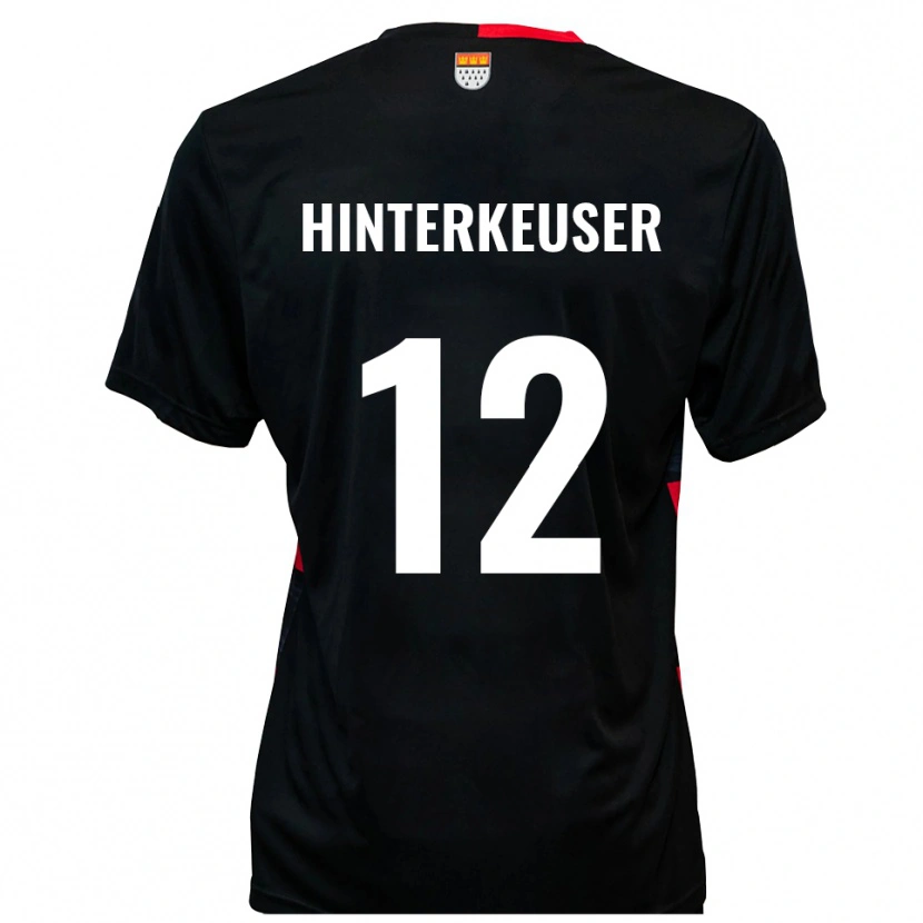 Danxen Dames Thomas Hinterkeuser #12 Zwart Rood Thuisshirt Thuistenue 2025/26 T-Shirt België