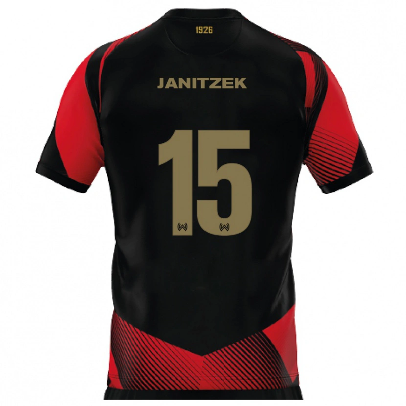 Danxen Dames Justin Janitzek #15 Zwart Rood Thuisshirt Thuistenue 2025/26 T-Shirt België