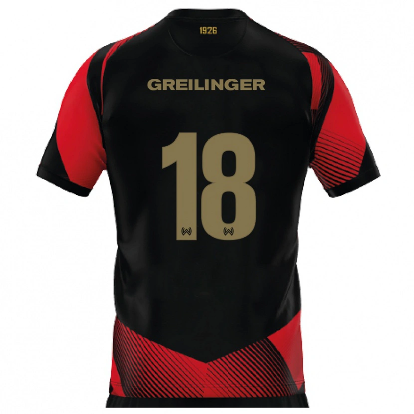 Danxen Dames Fabian Greilinger #18 Zwart Rood Thuisshirt Thuistenue 2025/26 T-Shirt België