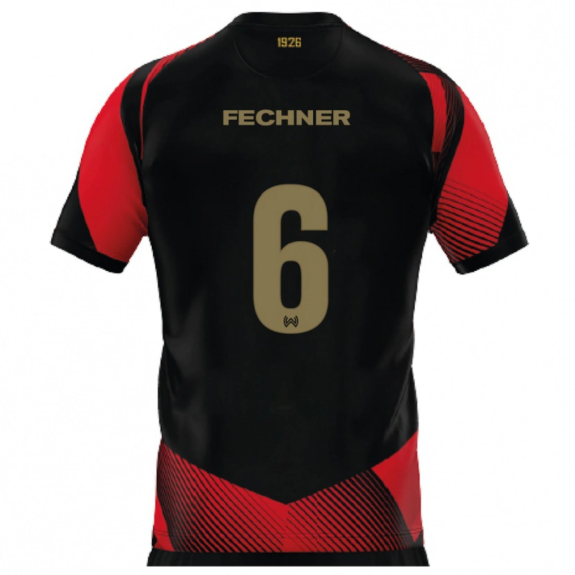 Danxen Dames Gino Fechner #6 Zwart Rood Thuisshirt Thuistenue 2025/26 T-Shirt België
