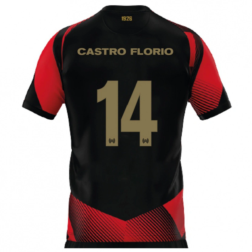 Danxen Dames Giancarlo Castro Florio #14 Zwart Rood Thuisshirt Thuistenue 2025/26 T-Shirt België