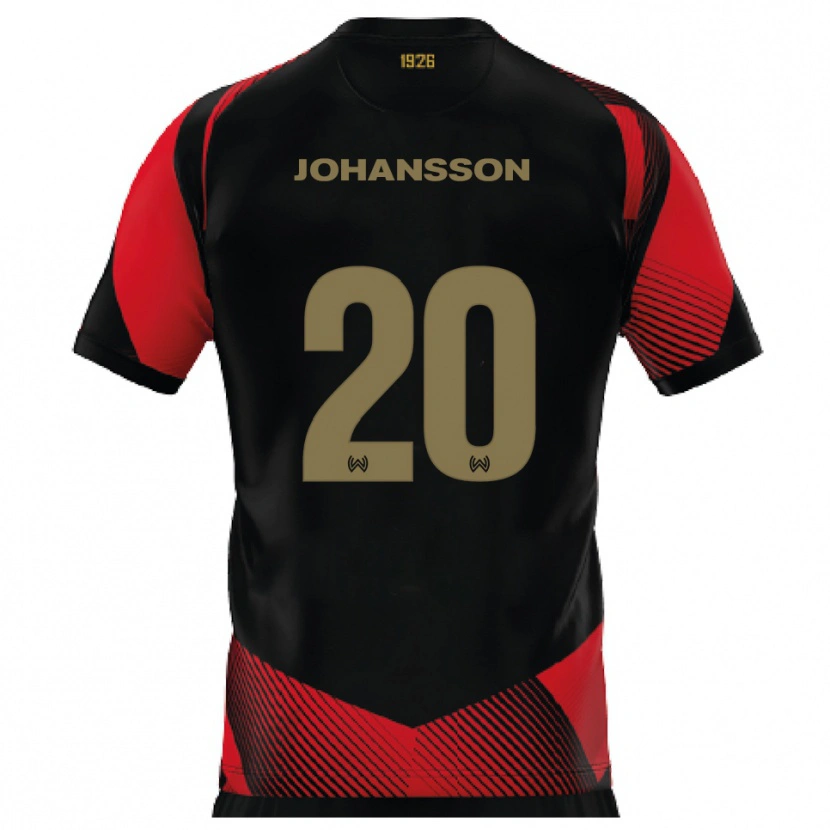 Danxen Dames Ryan Johansson #20 Zwart Rood Thuisshirt Thuistenue 2025/26 T-Shirt België