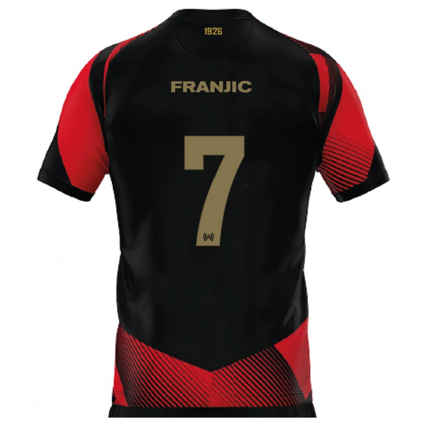 Danxen Dames Ivan Franjic #7 Zwart Rood Thuisshirt Thuistenue 2025/26 T-Shirt België
