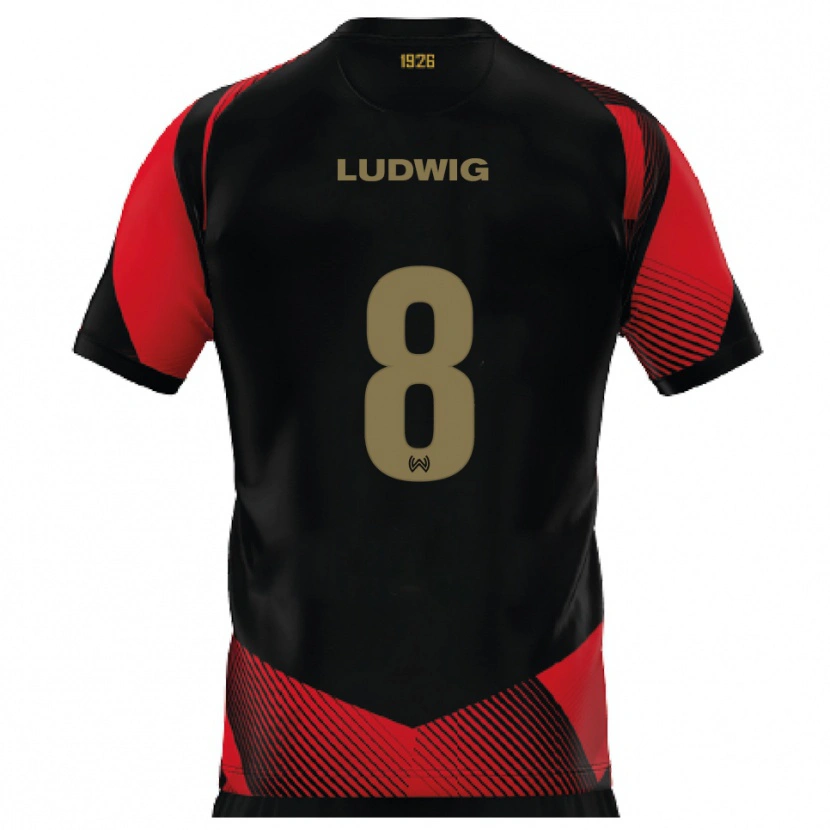 Danxen Dames Milan Ludwig #8 Zwart Rood Thuisshirt Thuistenue 2025/26 T-Shirt België