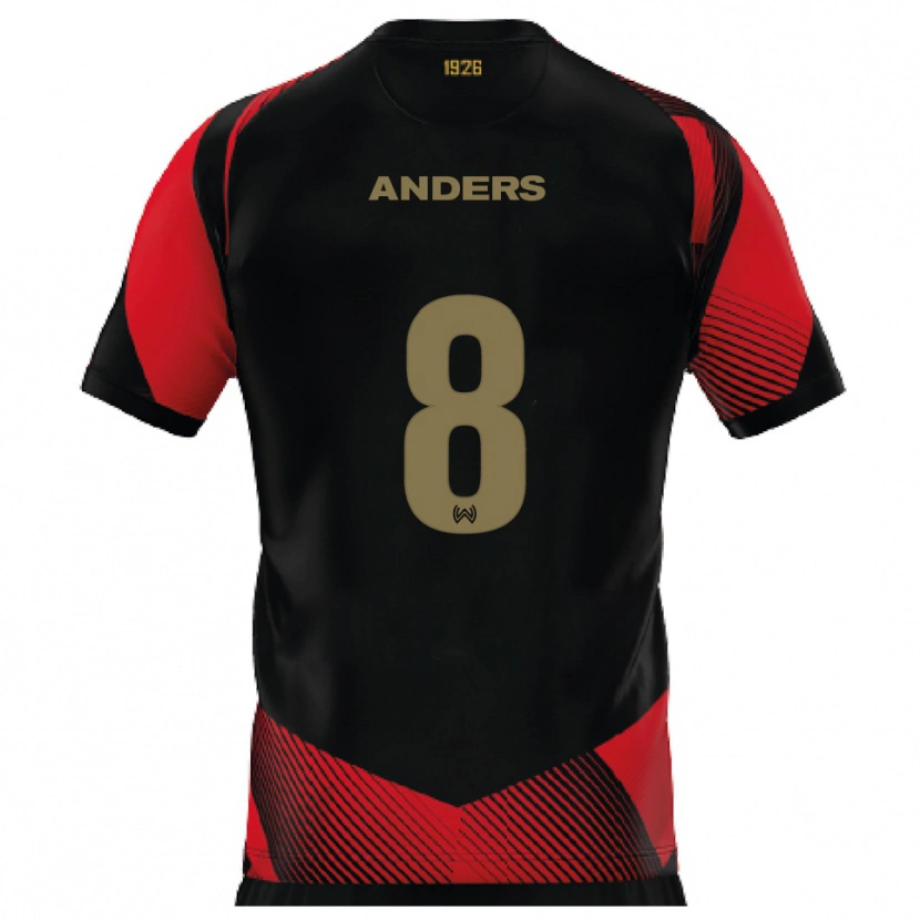 Danxen Dames Len Anders #8 Zwart Rood Thuisshirt Thuistenue 2025/26 T-Shirt België