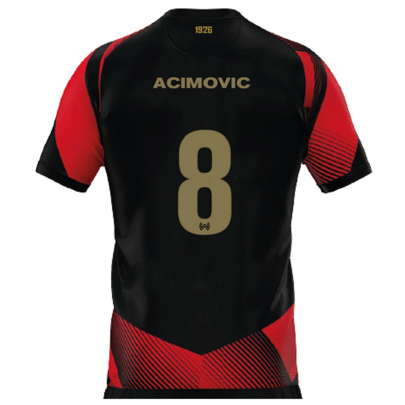 Danxen Dames Andrija Acimovic #8 Zwart Rood Thuisshirt Thuistenue 2025/26 T-Shirt België