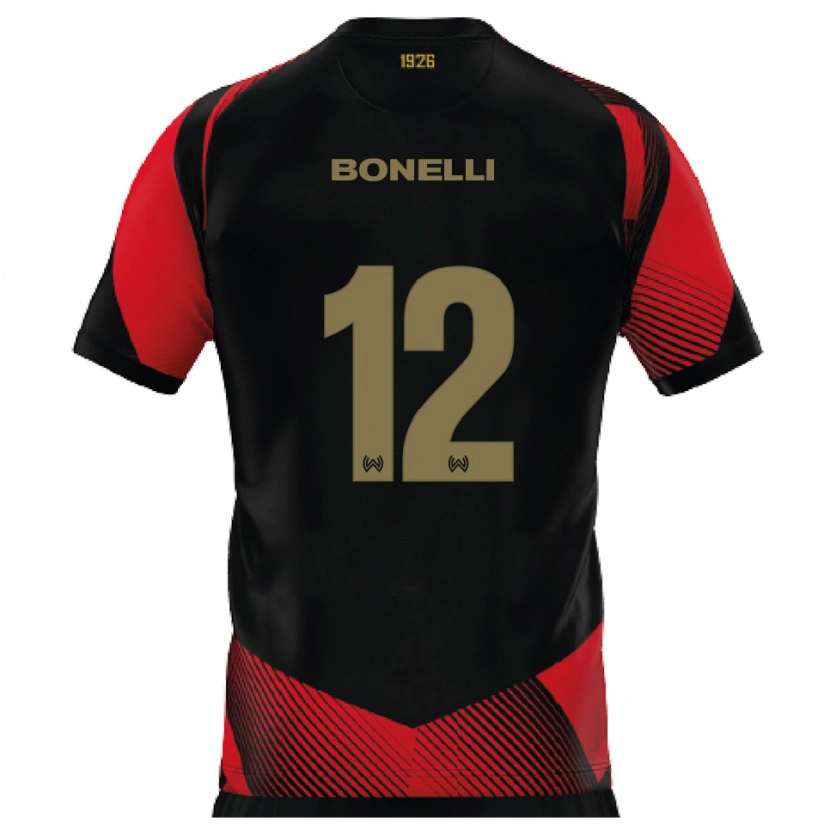 Danxen Dames Leonardo Bonelli #12 Zwart Rood Thuisshirt Thuistenue 2025/26 T-Shirt België