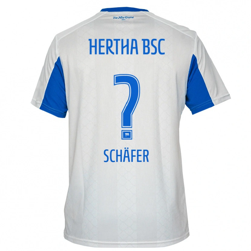 Danxen Dames Daniel Schäfer #0 Wit Blauw Uitshirt Uittenue 2025/26 T-Shirt België
