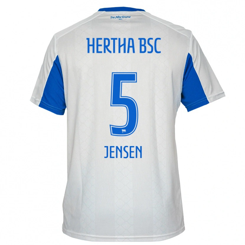 Danxen Dames Leon Jensen #5 Wit Blauw Uitshirt Uittenue 2025/26 T-Shirt België