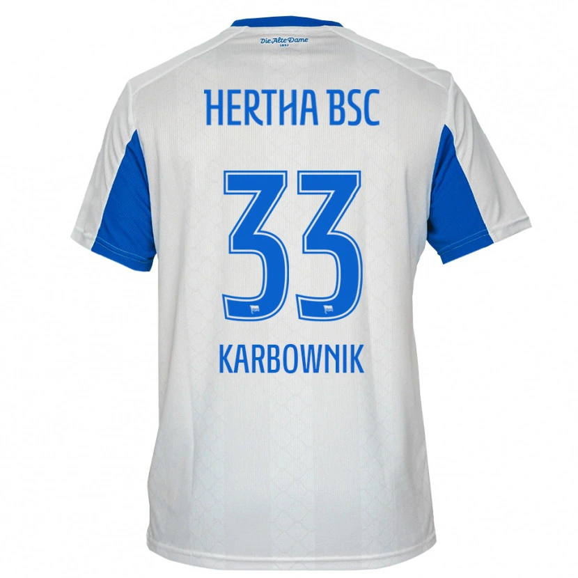 Danxen Dames Michal Karbownik #33 Wit Blauw Uitshirt Uittenue 2025/26 T-Shirt België