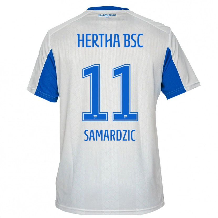 Danxen Dames Tadija Samardzic #11 Wit Blauw Uitshirt Uittenue 2025/26 T-Shirt België