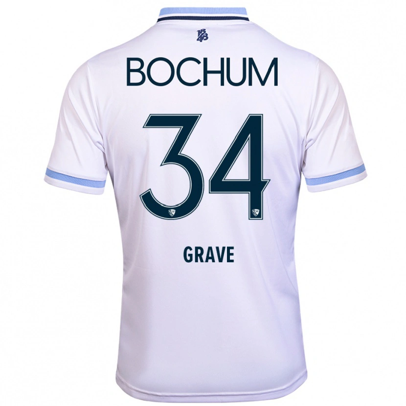Danxen Dames Paul Grave #34 Wit Hemelsblauw Uitshirt Uittenue 2025/26 T-Shirt België