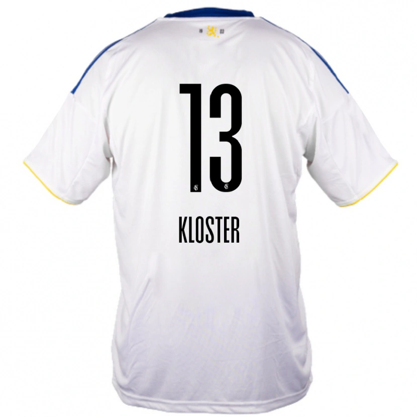 Danxen Dames Tim Kloster #13 Wit Blauw Geel Uitshirt Uittenue 2025/26 T-Shirt België