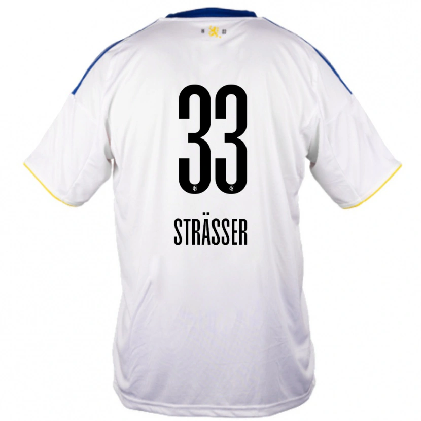 Danxen Dames Jannick Strässer #33 Wit Blauw Geel Uitshirt Uittenue 2025/26 T-Shirt België