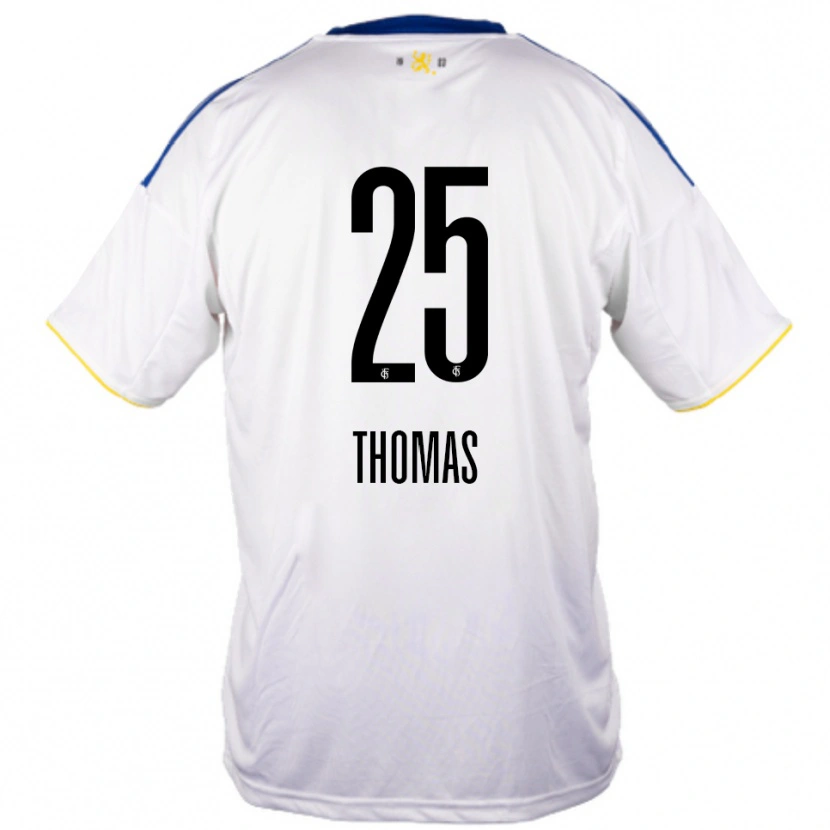 Danxen Dames Jakob Thomas #25 Wit Blauw Geel Uitshirt Uittenue 2025/26 T-Shirt België