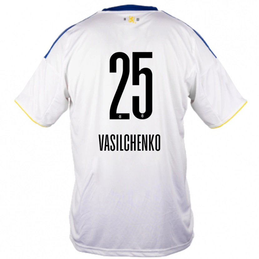 Danxen Dames Leonard Vasilchenko #25 Wit Blauw Geel Uitshirt Uittenue 2025/26 T-Shirt België