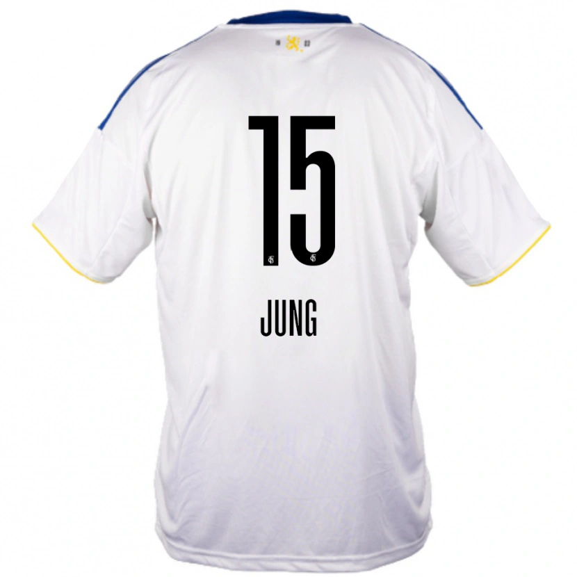 Danxen Dames Elias Jung #15 Wit Blauw Geel Uitshirt Uittenue 2025/26 T-Shirt België