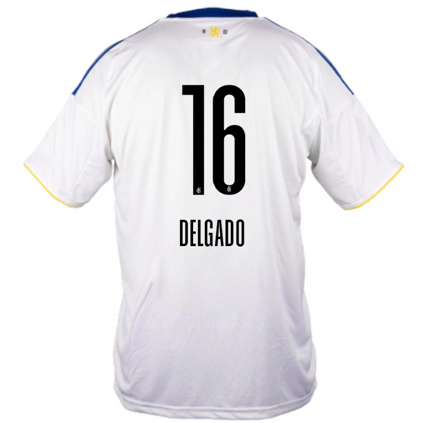 Danxen Dames Thierry Delgado #16 Wit Blauw Geel Uitshirt Uittenue 2025/26 T-Shirt België