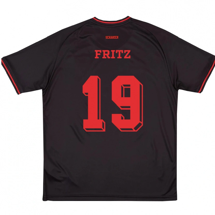 Danxen Dames Anna-Lena Fritz #19 Zwart Rood Wit Uitshirt Uittenue 2025/26 T-Shirt België