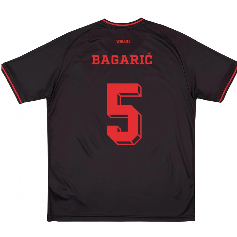 Danxen Dames Tomislav Bagarić #5 Zwart Rood Wit Uitshirt Uittenue 2025/26 T-Shirt België