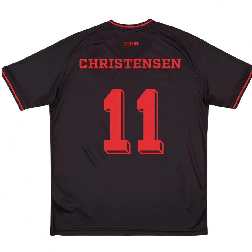 Danxen Dames Frederik Christensen #11 Zwart Rood Wit Uitshirt Uittenue 2025/26 T-Shirt België