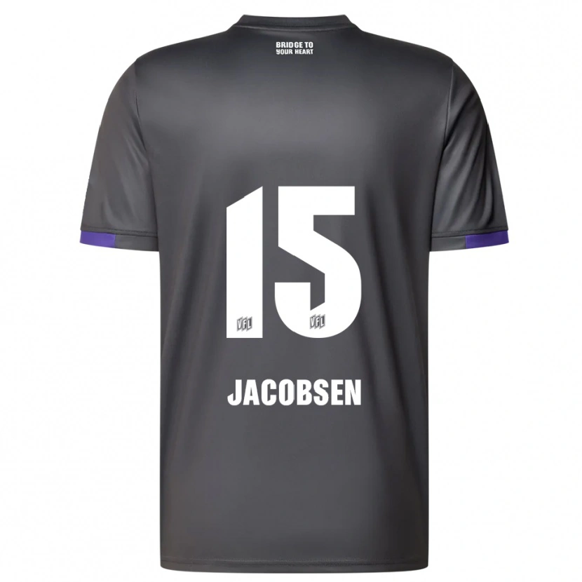 Danxen Dames Bjarke Jacobsen #15 Grijs Paars Uitshirt Uittenue 2025/26 T-Shirt België