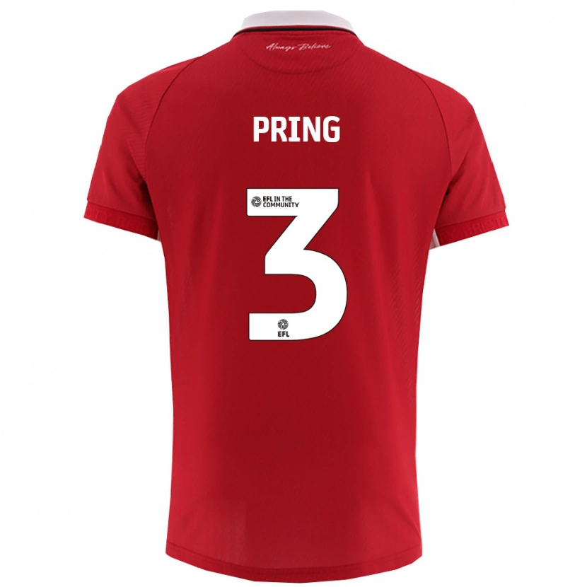 Danxen Kinderen Cameron Pring #3 Rood Wit Thuisshirt Thuistenue 2025/26 T-Shirt België