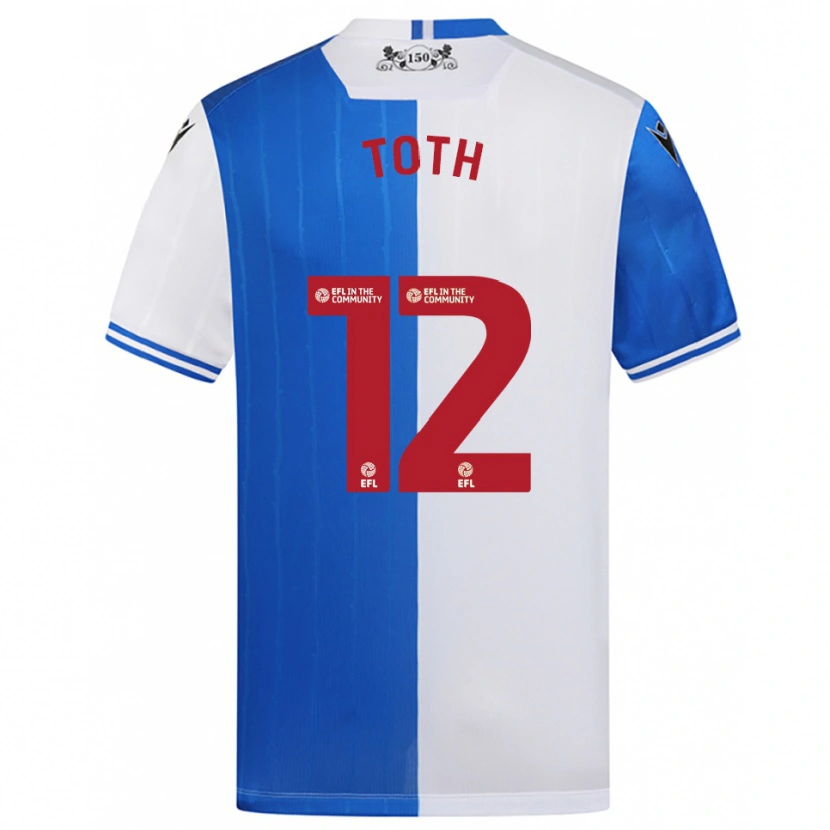 Danxen Kinderen Balázs Tóth #12 Blauw Wit Thuisshirt Thuistenue 2025/26 T-Shirt België
