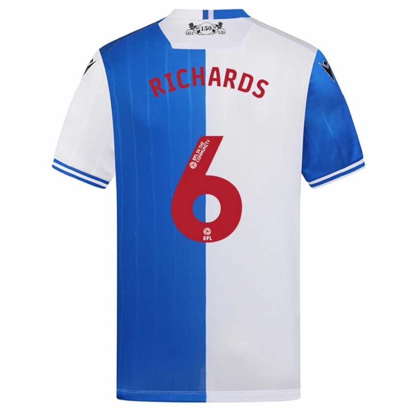 Danxen Kinderen Jade Richards #6 Blauw Wit Thuisshirt Thuistenue 2025/26 T-Shirt België