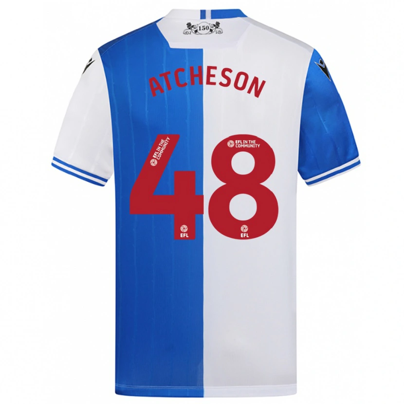 Danxen Kinderen Tom Atcheson #48 Blauw Wit Thuisshirt Thuistenue 2025/26 T-Shirt België