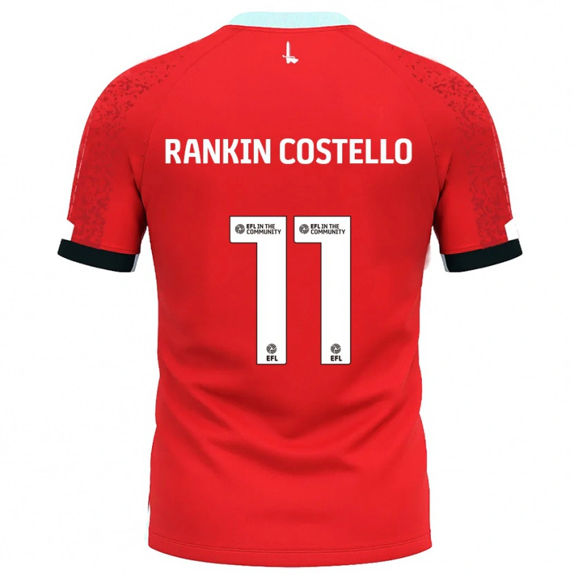 Danxen Kinderen Joe Rankin-Costello #11 Rood Wit Thuisshirt Thuistenue 2025/26 T-Shirt België