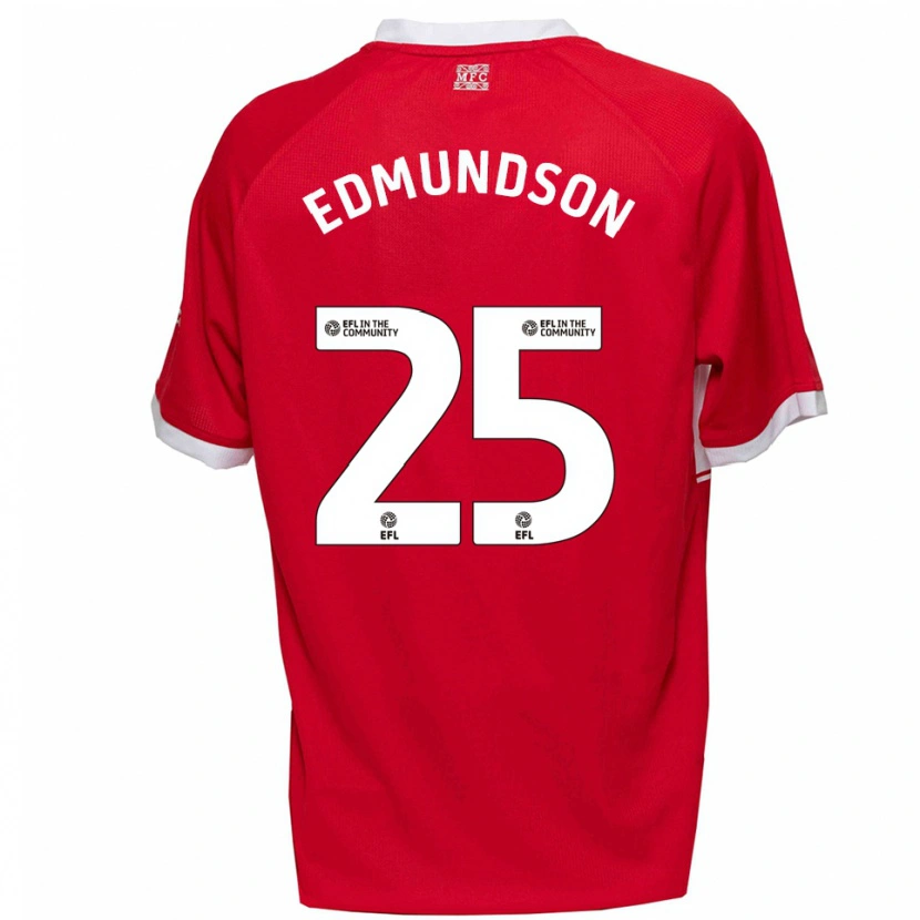 Danxen Kinderen George Edmundson #25 Rood Wit Thuisshirt Thuistenue 2025/26 T-Shirt België