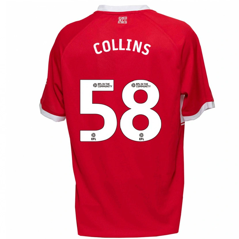 Danxen Kinderen Sam Collins #58 Rood Wit Thuisshirt Thuistenue 2025/26 T-Shirt België