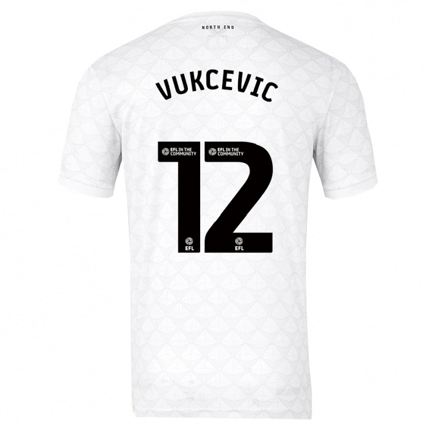 Danxen Kinderen Andrija Vukcevic #12 Wit Rood Thuisshirt Thuistenue 2025/26 T-Shirt België