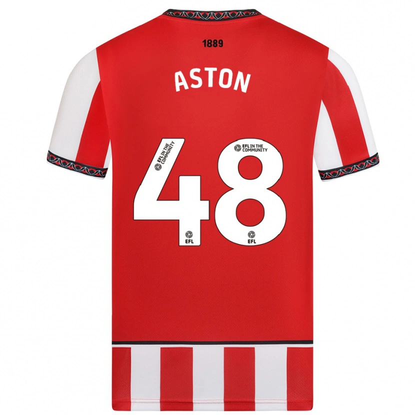 Danxen Kinderen Sam Aston #48 Rood Wit Thuisshirt Thuistenue 2025/26 T-Shirt België