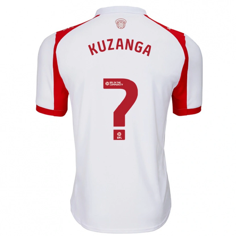 Danxen Kinderen Junior Kuzanga #0 Wit Rood Thuisshirt Thuistenue 2025/26 T-Shirt België