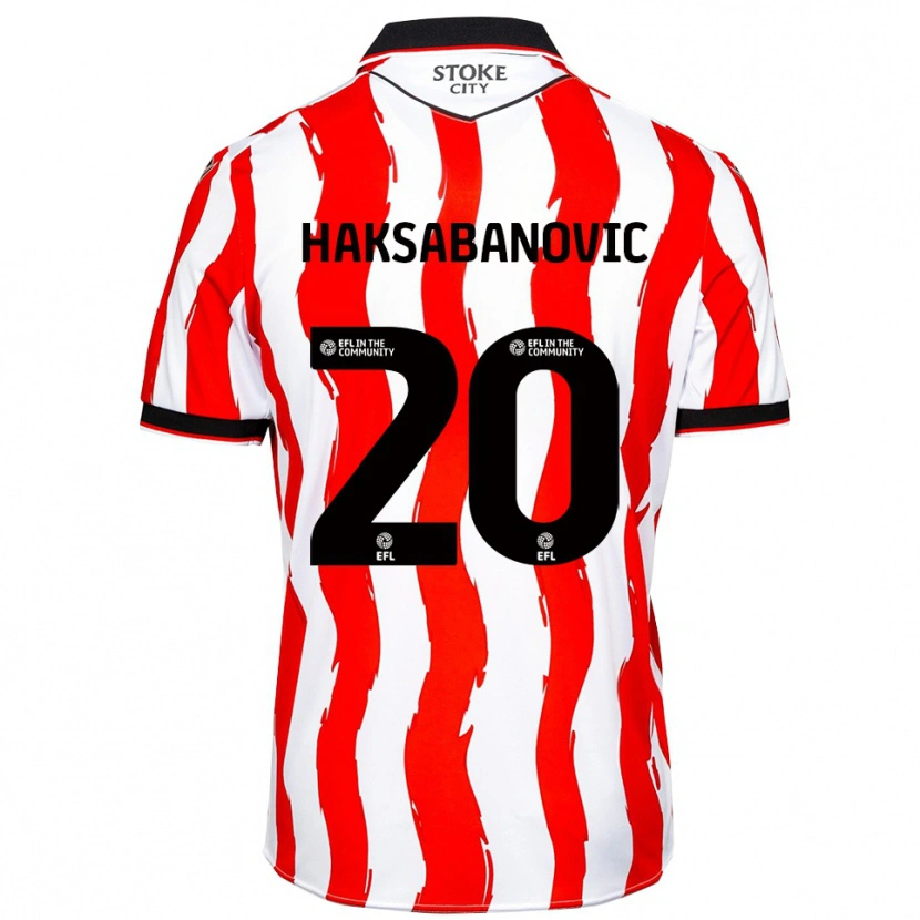 Danxen Kinderen Sead Hakšabanović #20 Wit Rood Thuisshirt Thuistenue 2025/26 T-Shirt België