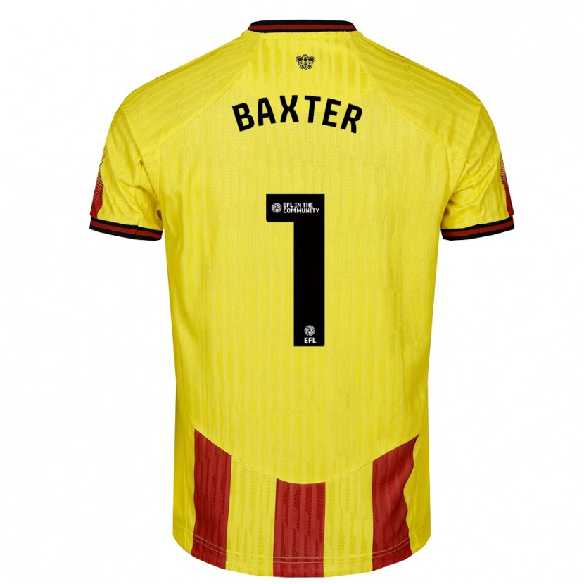 Danxen Kinderen Nathan Baxter #1 Geel Rood Thuisshirt Thuistenue 2025/26 T-Shirt België