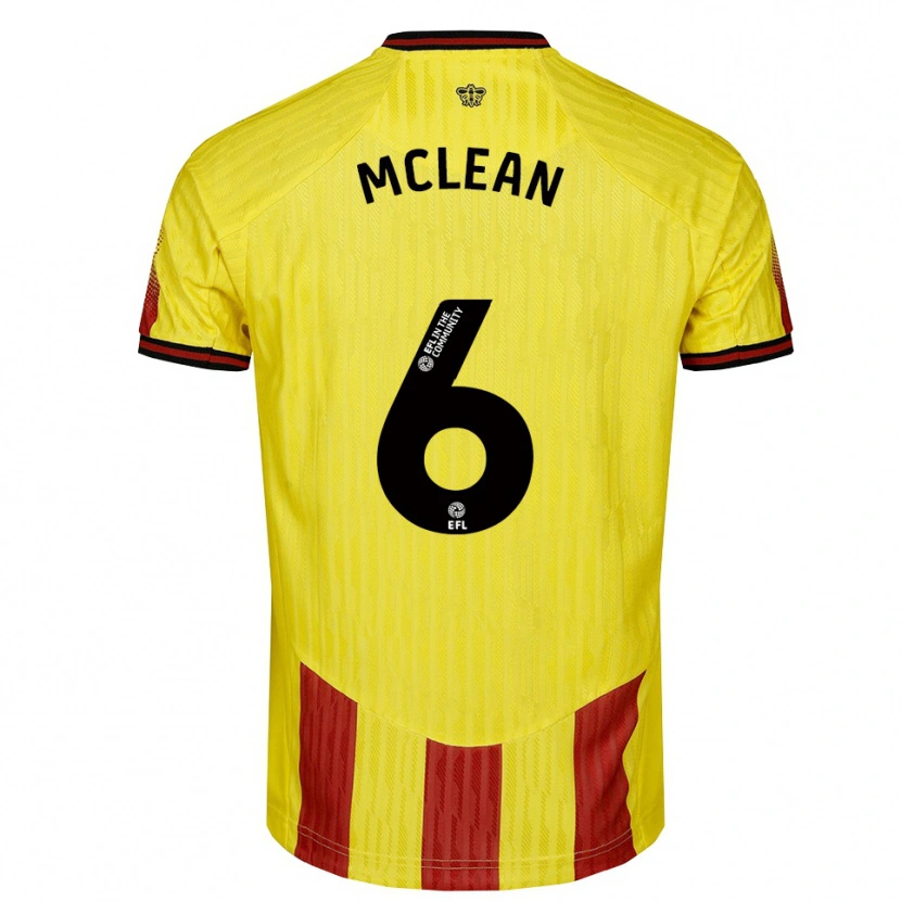 Danxen Kinderen Sophie Mclean #6 Geel Rood Thuisshirt Thuistenue 2025/26 T-Shirt België