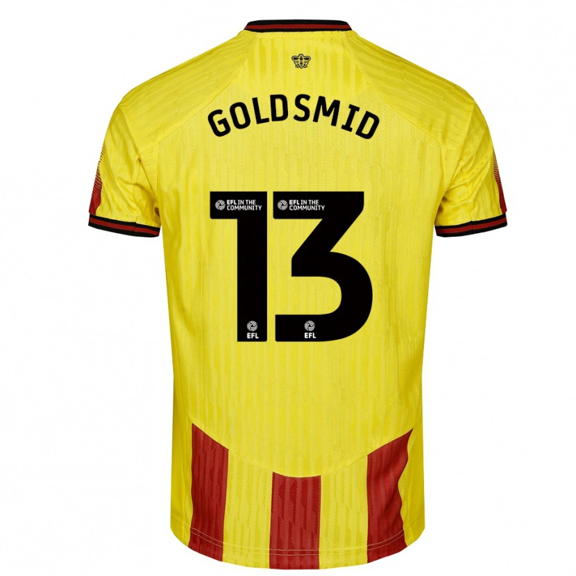Danxen Kinderen Jacqui Goldsmid #13 Geel Rood Thuisshirt Thuistenue 2025/26 T-Shirt België