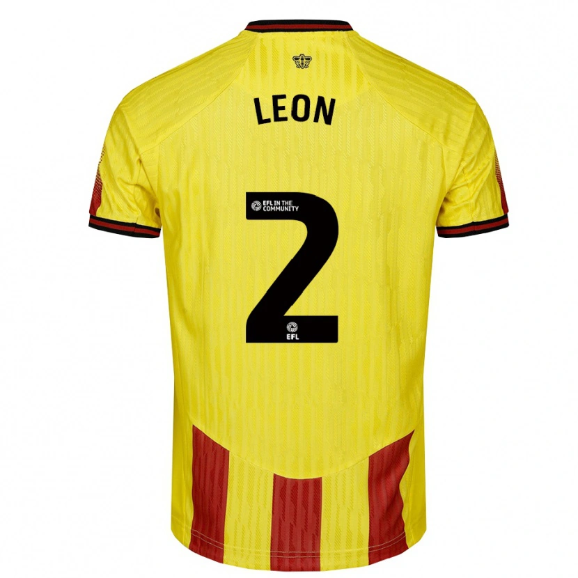 Danxen Kinderen Lucía León #2 Geel Rood Thuisshirt Thuistenue 2025/26 T-Shirt België