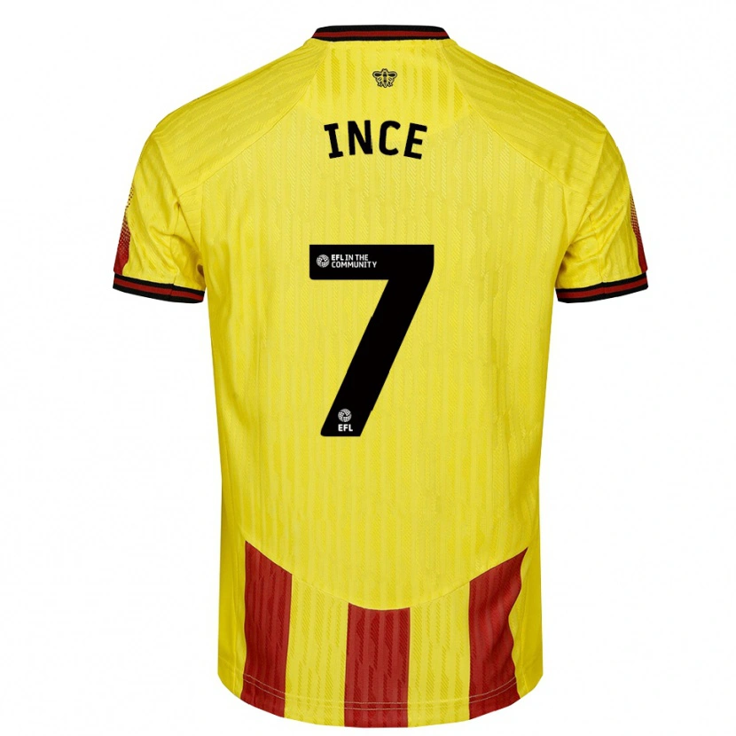 Danxen Kinderen Tom Ince #7 Geel Rood Thuisshirt Thuistenue 2025/26 T-Shirt België