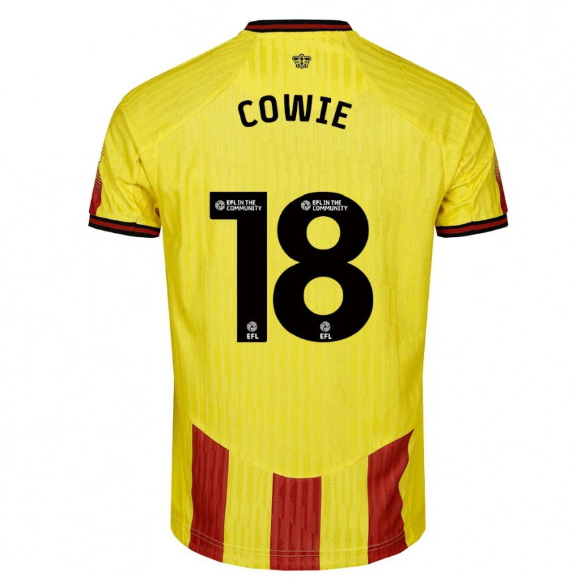 Danxen Kinderen Tony Cowie #18 Geel Rood Thuisshirt Thuistenue 2025/26 T-Shirt België