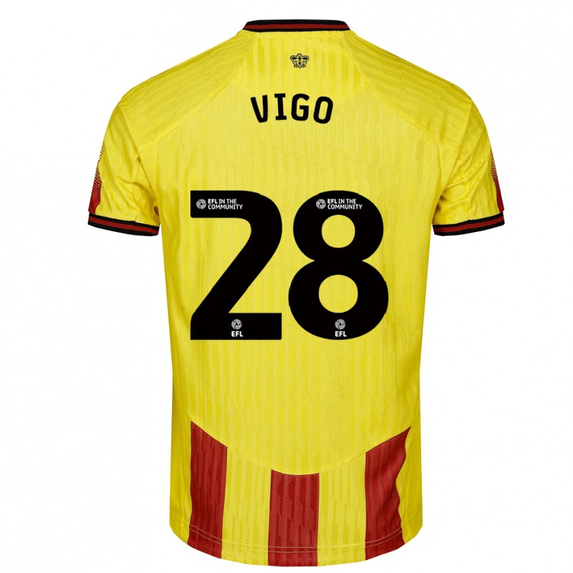 Danxen Kinderen Francesca Vigo #28 Geel Rood Thuisshirt Thuistenue 2025/26 T-Shirt België