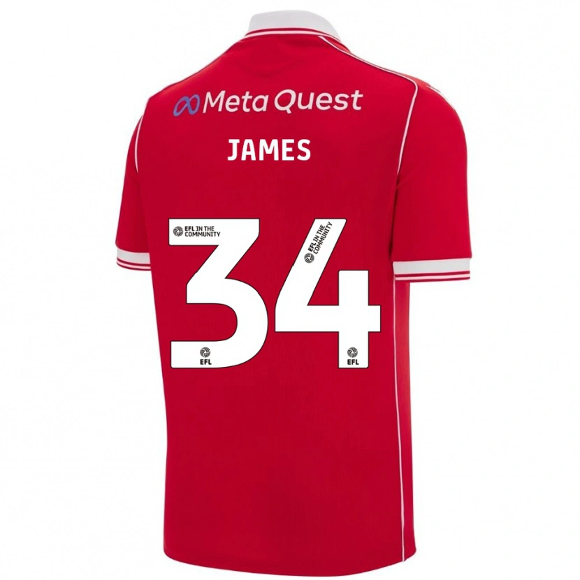 Danxen Kinderen Aaron James #34 Rood Wit Thuisshirt Thuistenue 2025/26 T-Shirt België