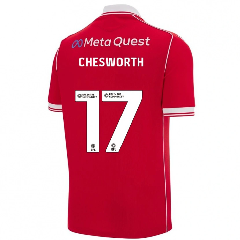 Danxen Kinderen Samuel Chesworth #17 Rood Wit Thuisshirt Thuistenue 2025/26 T-Shirt België