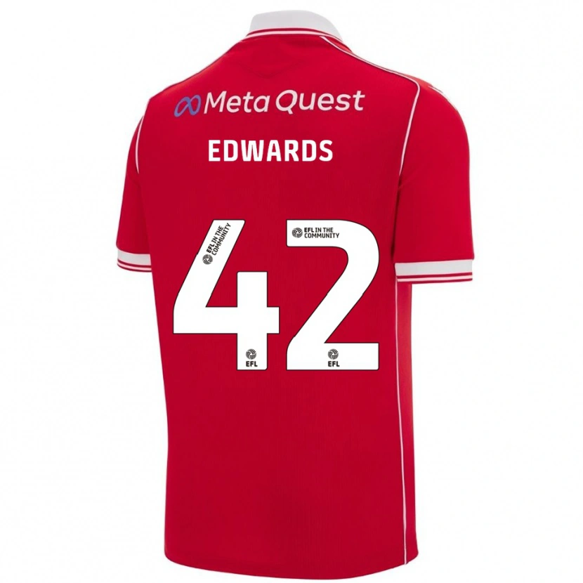 Danxen Kinderen Callum Edwards #42 Rood Wit Thuisshirt Thuistenue 2025/26 T-Shirt België